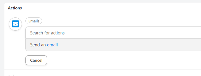 Action d'envoi d'e-mail
