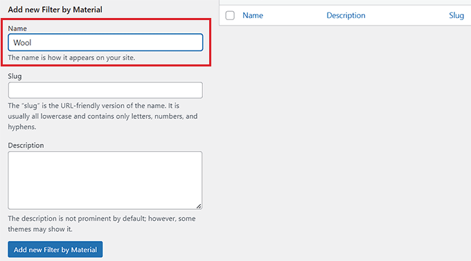 Adicionar um termo de atributo Adicionar um termo de atributo