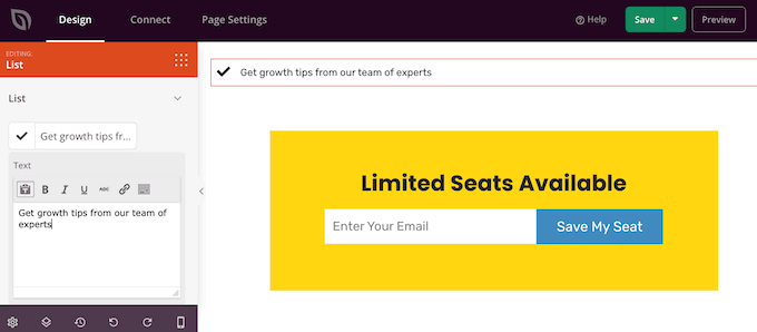 Lägga till objekt i en lista med SeedProd