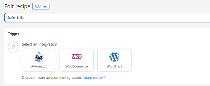 Choisir l'intégration du déclencheur