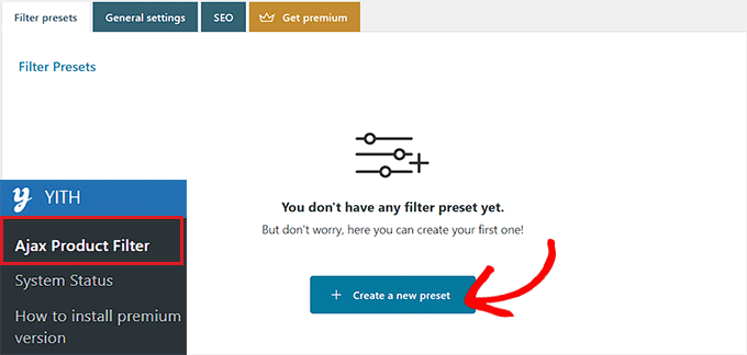 Clique em Criar um novo preset Clique em Criar um novo preset