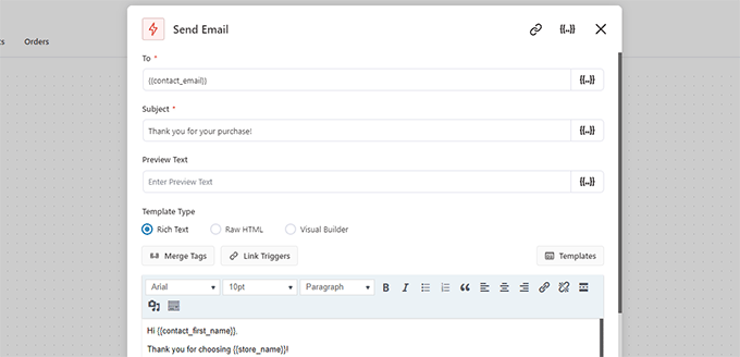 Modifier l'action d'automatisation