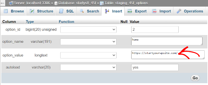 Enter the home field value Enter the home field value