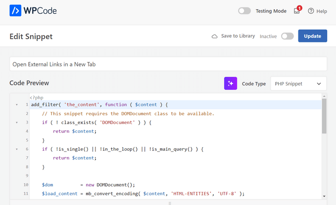 WPCode adaugă automat codul