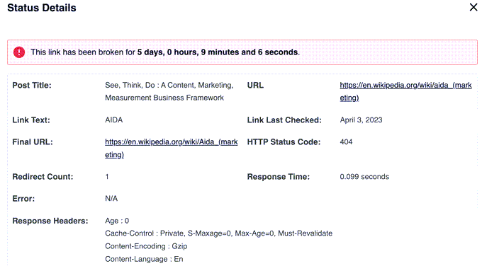 hämta-status-detaljer-trasiga-länkar hämta statusdetaljer för brutna länkar