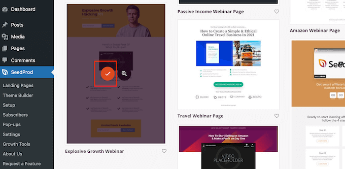 Välja en mall med SeedProd