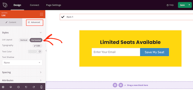 Växla mellan horisontella och vertikala listlayouter