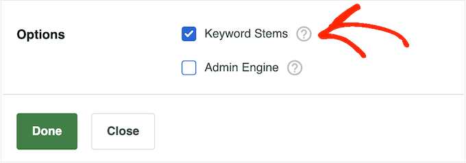 SearchWP's keyword stems feature SearchWP's keyword stems feature