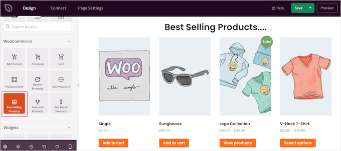 Showing best selling products on a custom eCommerce page using SeedProd Showing best selling products on a custom eCommerce page using SeedProd