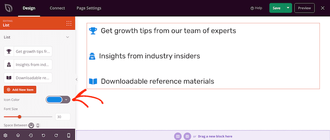 Ändra färgen på punktlistor i en lista