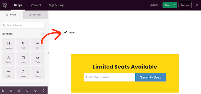 Lägga till SeedProd-listblocket på en sidmall