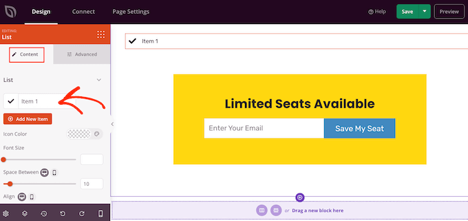 Lägga till objekt i en lista med ett sidbyggarplugin