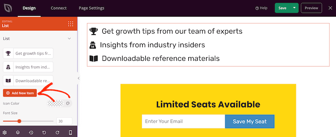 Lägga till nya objekt i en lista med hjälp av ett sidbyggarplugin