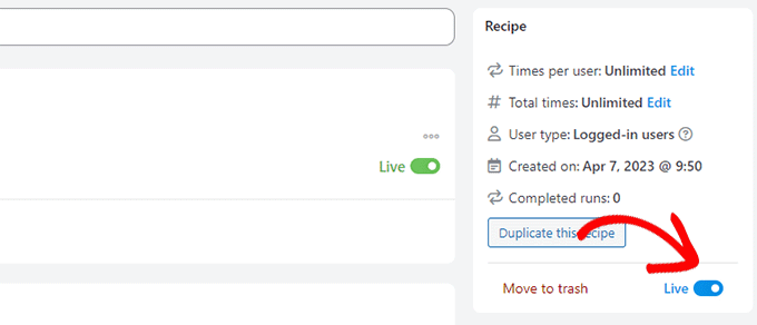 Mettre la recette en ligne