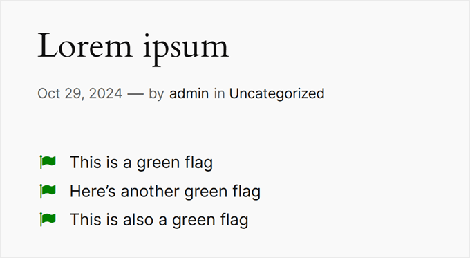 Anpassade punktlistor med gröna flaggikoner