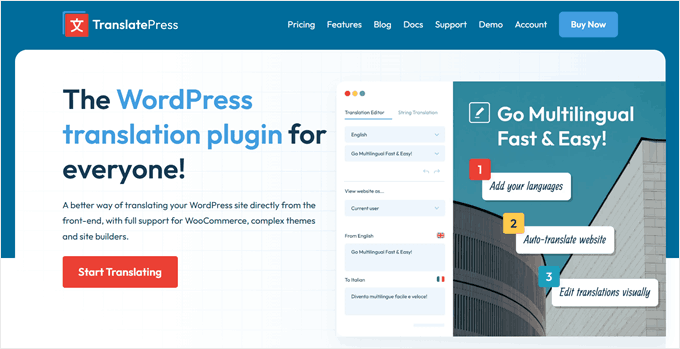 TranslatePress homepage TranslatePress homepage