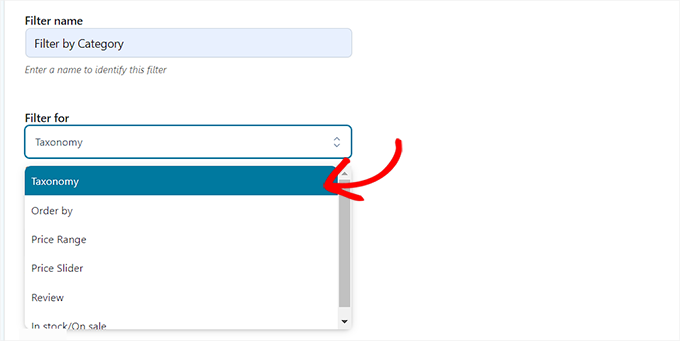 Digite um nome para o filtro e escolha uma opção de filtro no menu suspenso Digite um nome para o filtro e escolha uma opção de filtro no menu suspenso