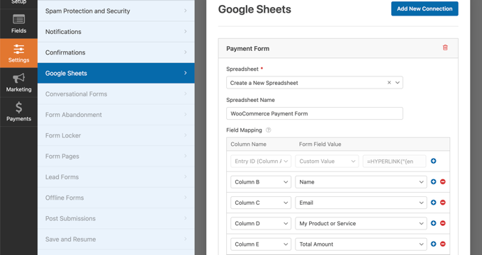 Usando o Addon Google Sheets do WPForms Usando o Addon Google Sheets do WPForms