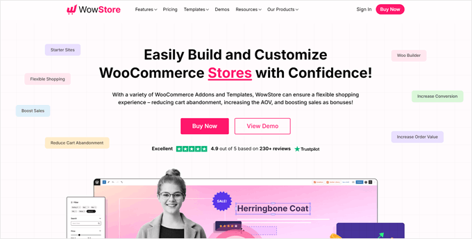 WowStore landing page WowStore landing page
