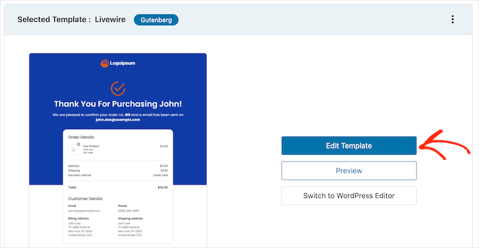 Editing a WooCommerce 'thank you' template using the WordPress editor Editing a WooCommerce 'thank you' template using the WordPress editor