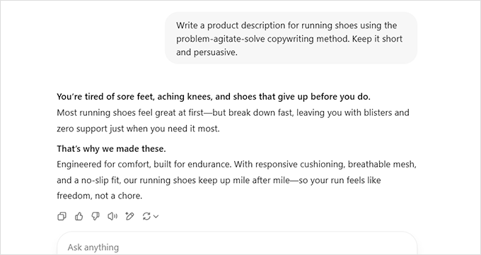 Creating a product description with ChatGPT