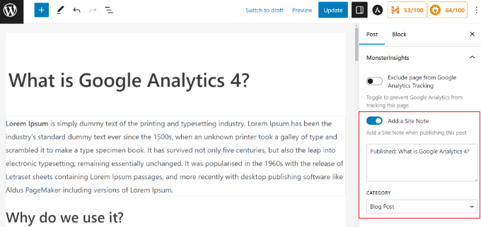Add site notes in content editor Add site notes in content editor
