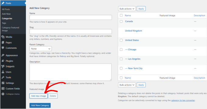 Aggiungi immagini in evidenza per categoria