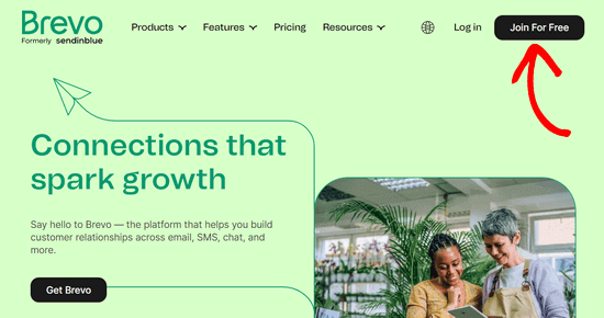 Brevo sign up free Click the Join for Free button on the Brevo website