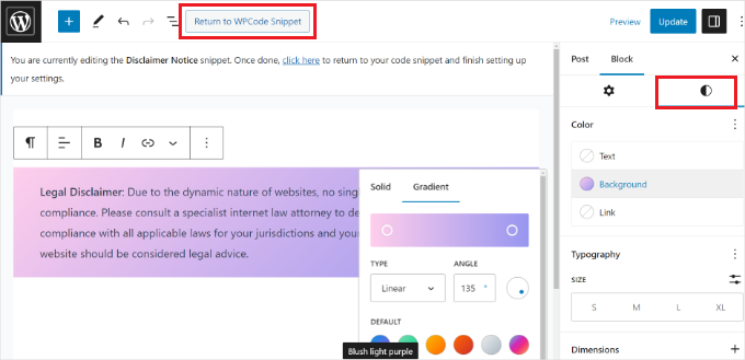 Customize your disclaimer notice Customize your disclaimer notice