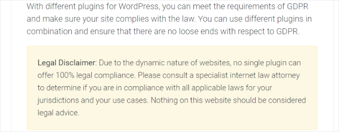 Legal disclosure example Legal disclosure example