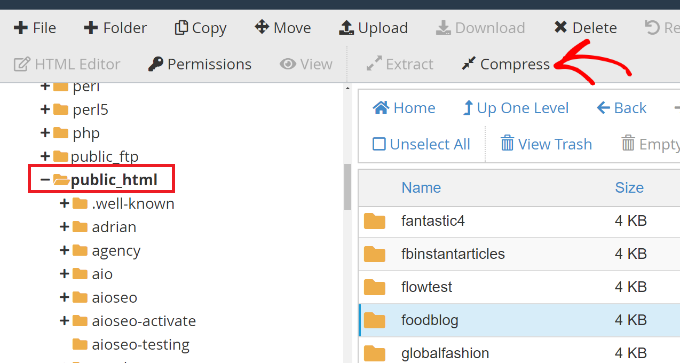 Go to public_html folder Go to public_html folder