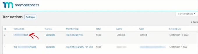 MemberPress のトランザクション リストの表示 MemberPress のトランザクション リストの表示