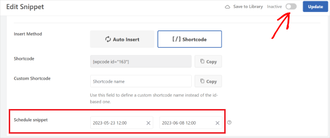 Schedule your snippet Schedule your snippet