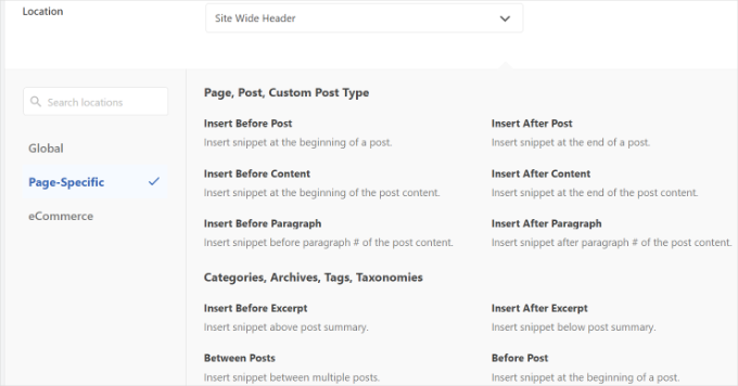 Select location for code snippet Select location for code snippet