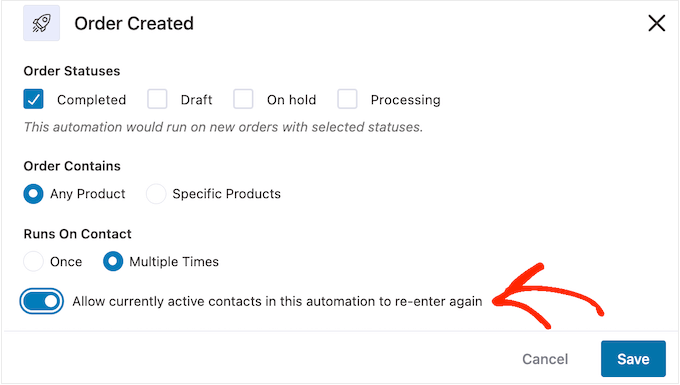 Inställningen 'Körs på kontakt' Inställningen 'Körs på kontakt'