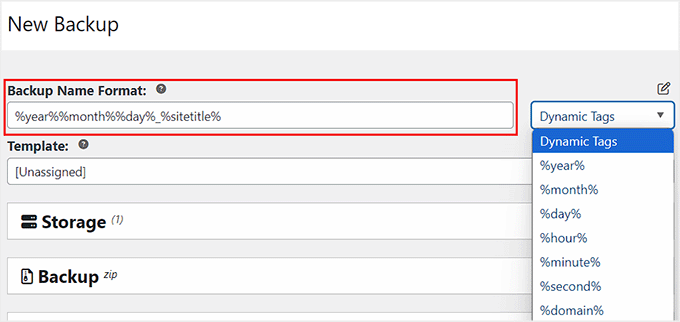 Add your backup's name format Add your backup's name format