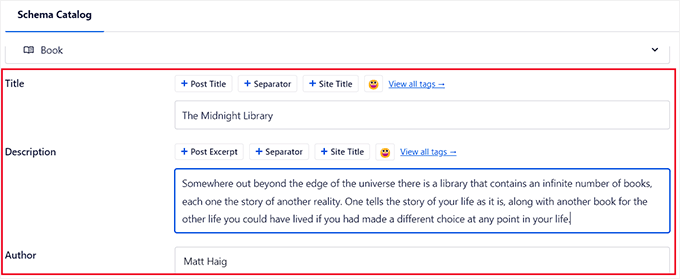 Agregar detalles del libro