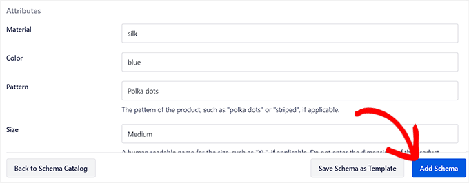 Agregar otros detalles y hacer clic en el botón Agregar esquema
