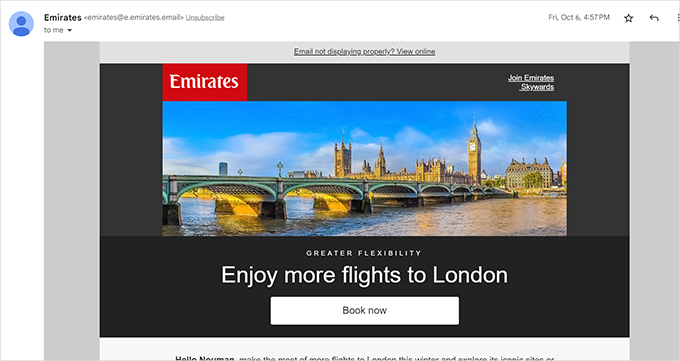 E-mail de vente basé sur l'intérêt de l'utilisateur