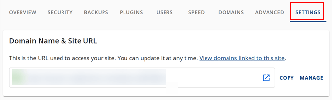 Opening Bluehost's website settings Opening Bluehost's website settings