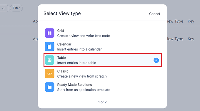 Choose View type Choose View type