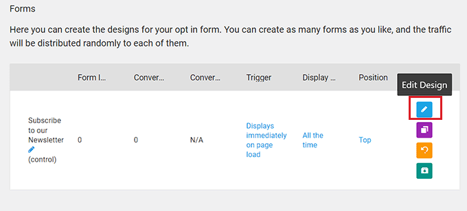 Click the Edit Design button Click the Edit Design button