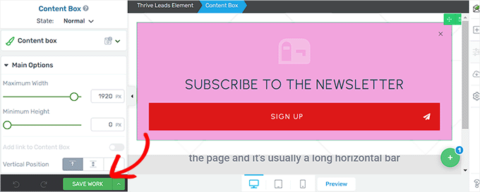 Click the Save Work button Click the Save Work button