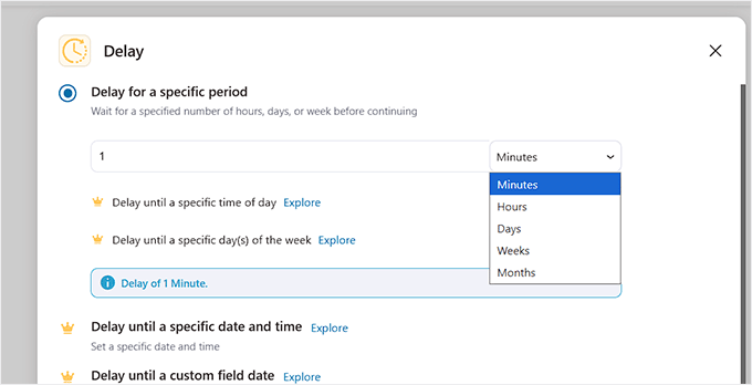 Configure action delay in FunnelKit