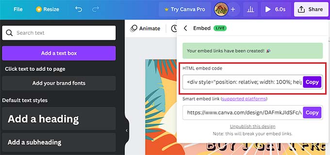 Copy the HTML embed code Copy the HTML embed code