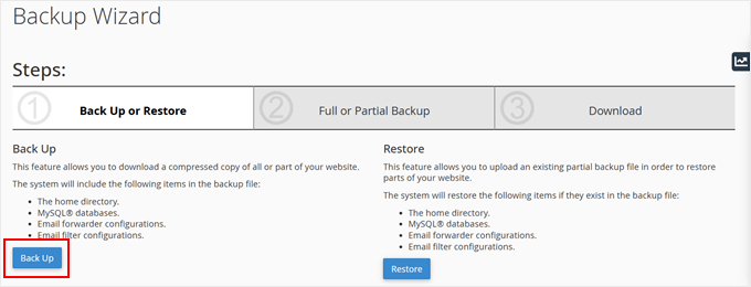 Creating a full backup in cPanel Creating a full backup in cPanel