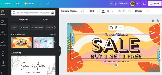 Customize the Canva banner Customize the Canva banner