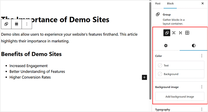 Customize the nested blocks
