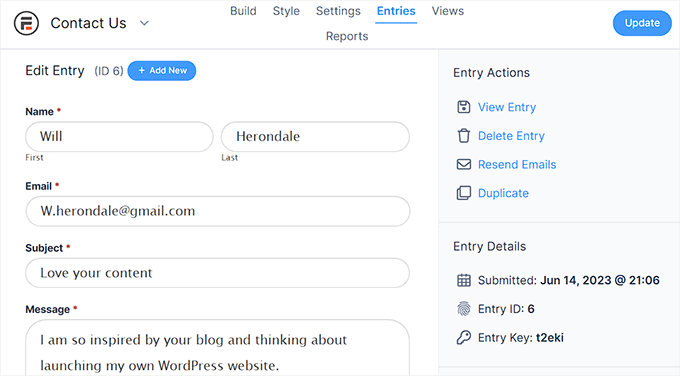 Edit entry Edit entry