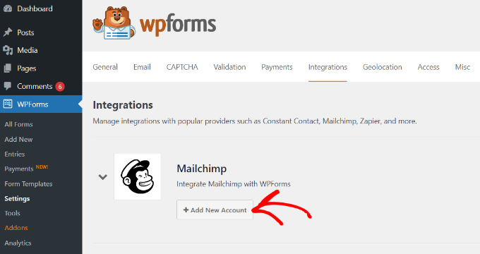 Integrar MailChimp com WPForms